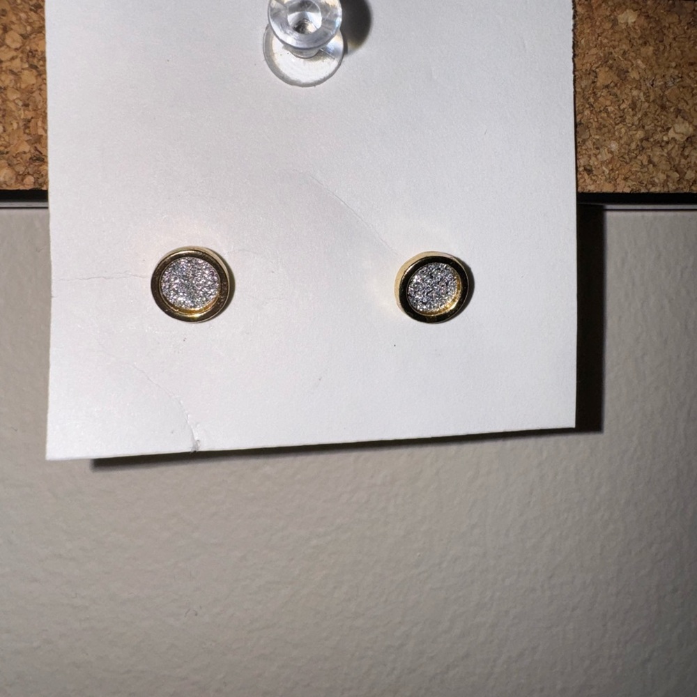 Gold Silver Glitter Stud Earrings
